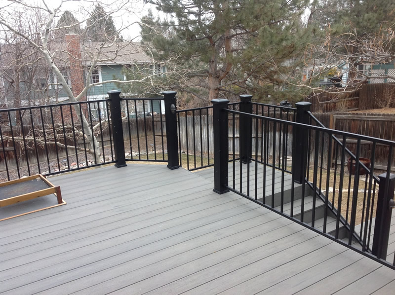 Timbertech Silver Maple with Fortress Black Sand Iron Rail System